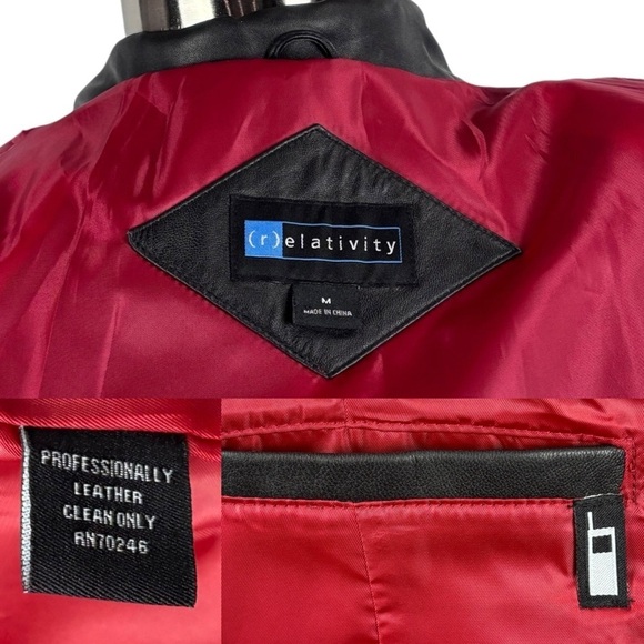 VINTAGE 90S RELATIVITY BLACK LEATHER NOTCHED COLLAR BUTTON DOWN BLAZER JACKET - Picture 14 of 14